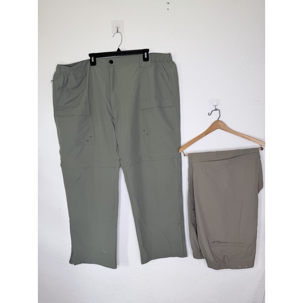 Lot of 2 Bass Pro Convertible Pants Mens Size‎ 3XL/30 Fishing Khaki Cargo Hiking